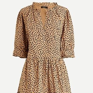 J. Crew Ruffle neck tiered popover dress in leopard dot